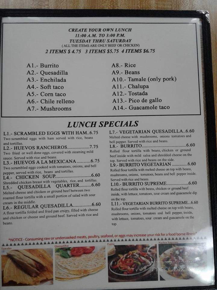 El Mariachi Mexican Restaurant - Prattville, AL menu_pic