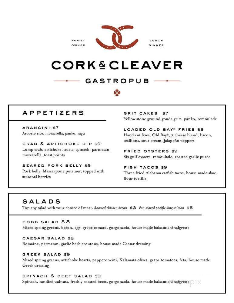 Cork & Cleaver - Montgomery, AL menu_pic