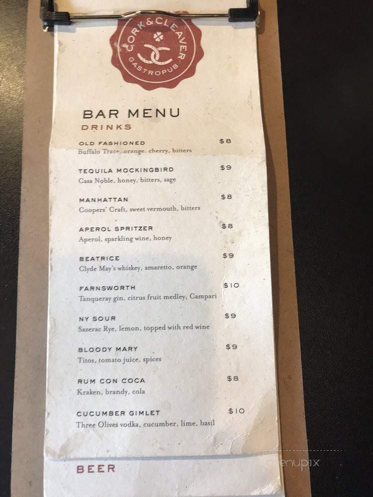 Cork & Cleaver - Montgomery, AL menu_pic