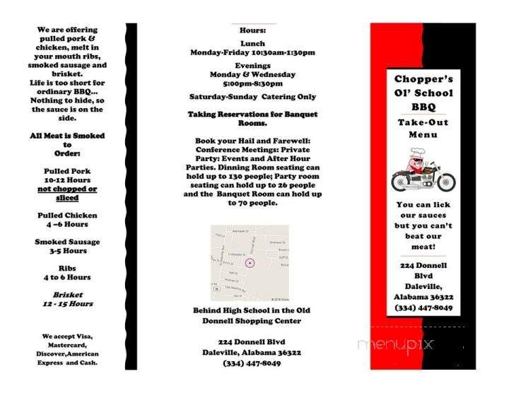 Choppers Old School BBQ - Daleville, AL menu_pic