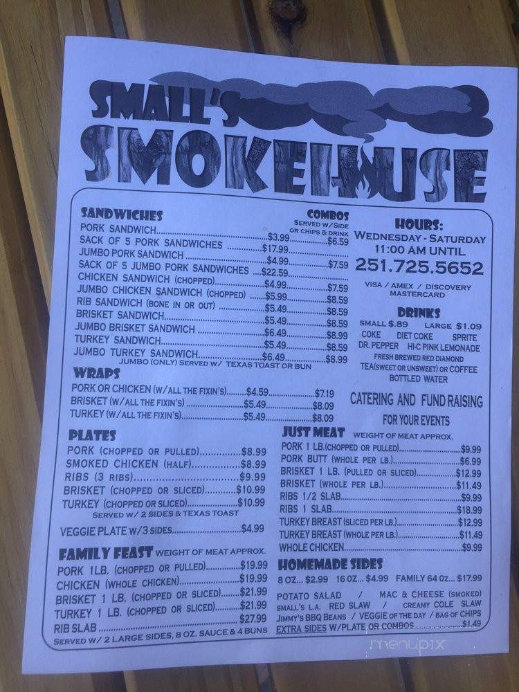 Small's Smokehouse - Daphne, AL menu_pic