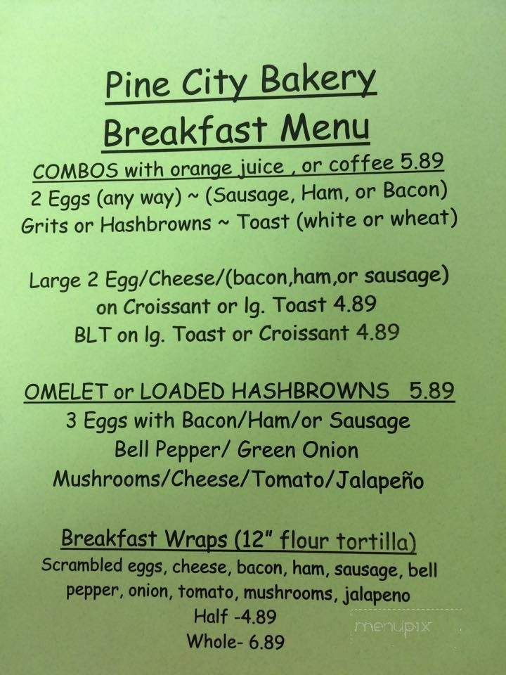 Pine City Bakery and Deli - Jackson, AL menu_pic