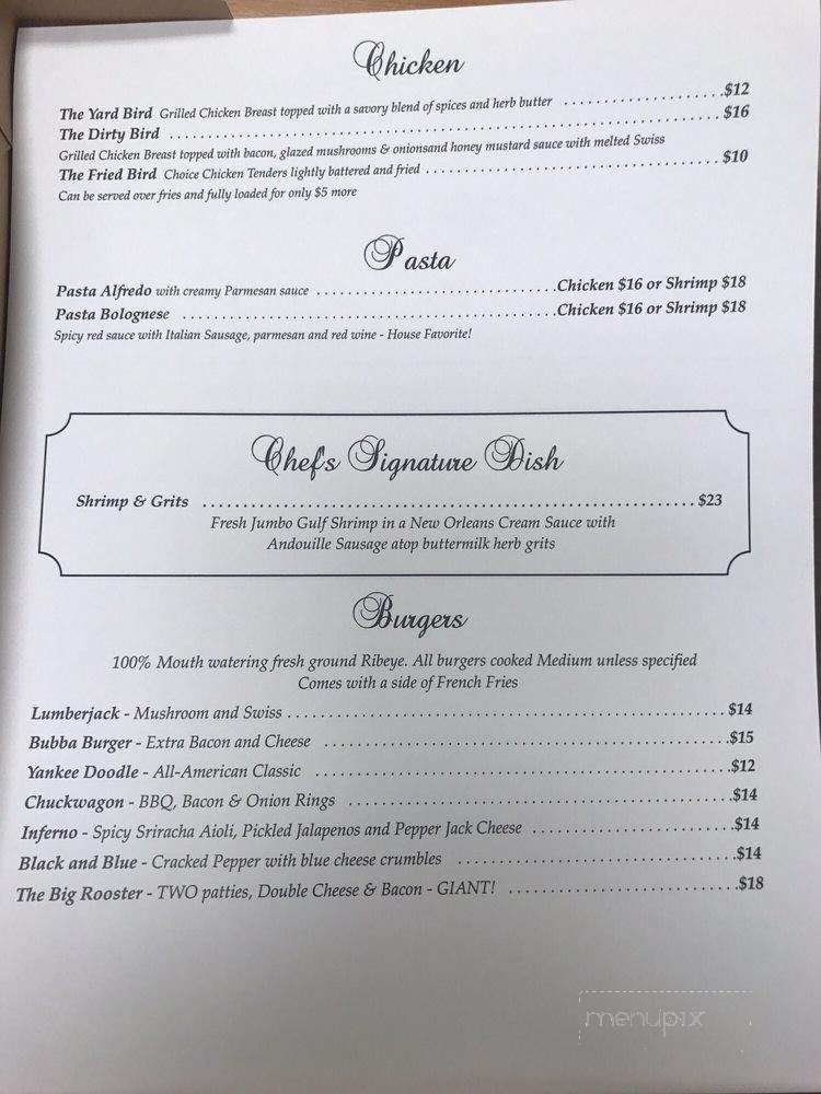 Rooster's Steak House - Jackson, AL menu_pic