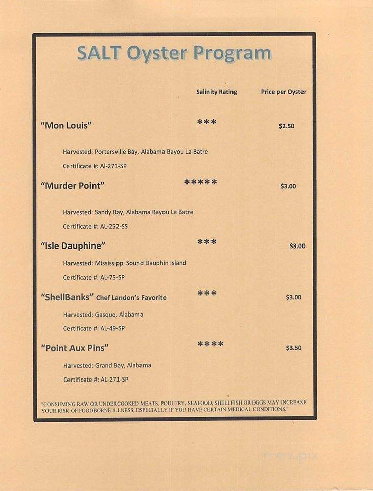 SALT - Orange Beach, AL menu_pic