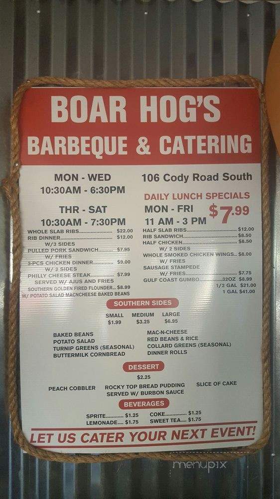 Boar Hog's Barbecue & Catering - Mobile, AL menu_pic