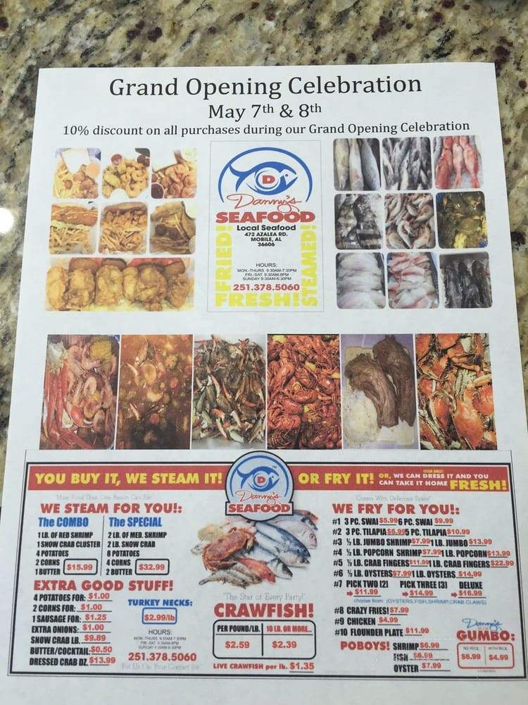 Danny's Seafood - Mobile, AL menu_pic