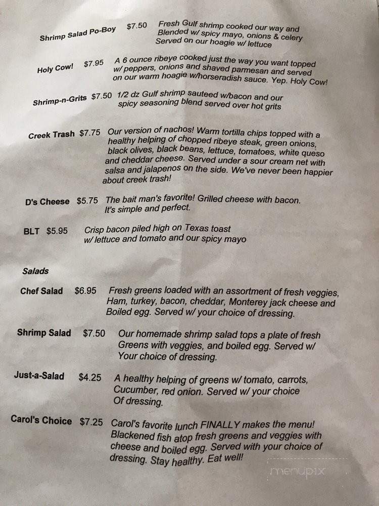 Off the Hook Marina and Grill - Chickasaw, AL menu_pic