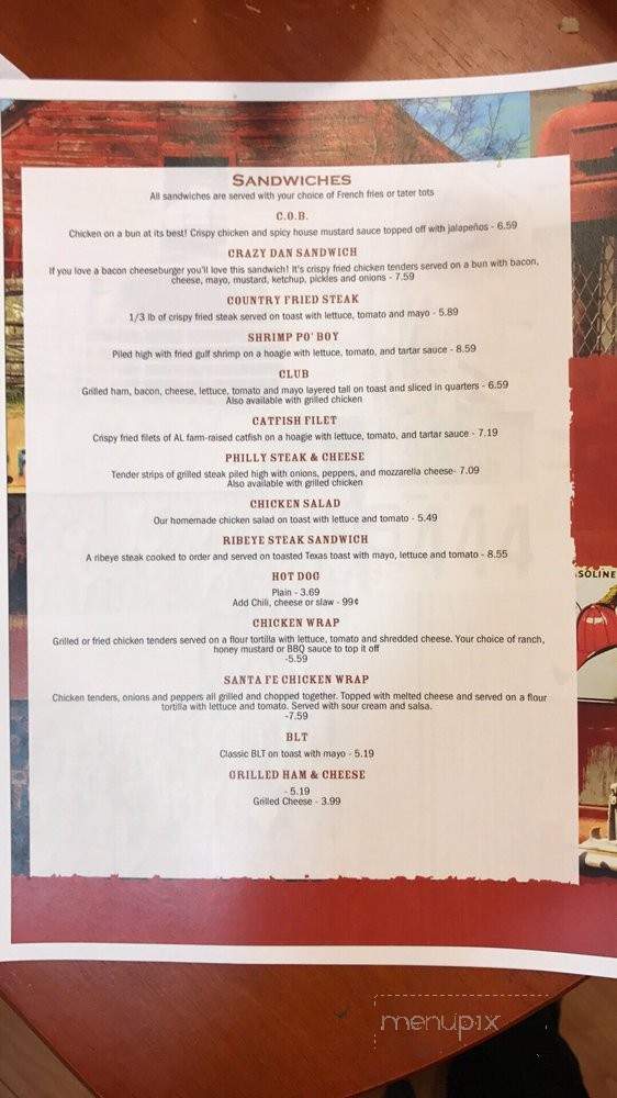 Rooster's Road House Grill - Pine Hill, AL menu_pic