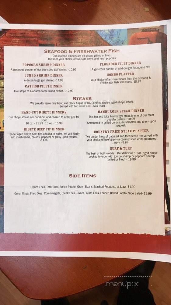 Rooster's Road House Grill - Pine Hill, AL menu_pic