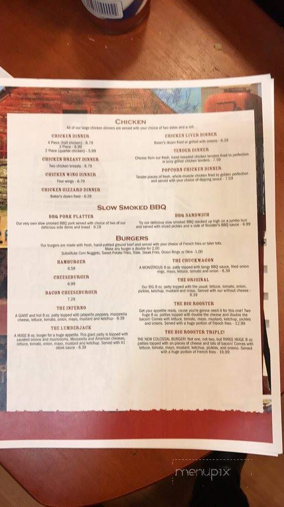 Rooster's Road House Grill - Pine Hill, AL menu_pic
