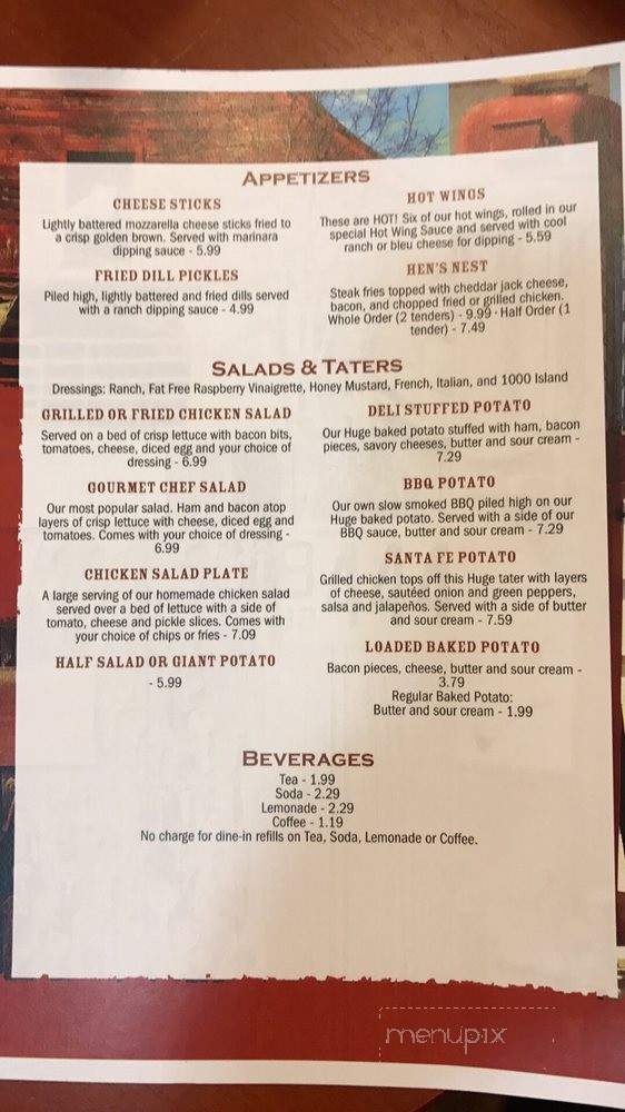 Rooster's Road House Grill - Pine Hill, AL menu_pic