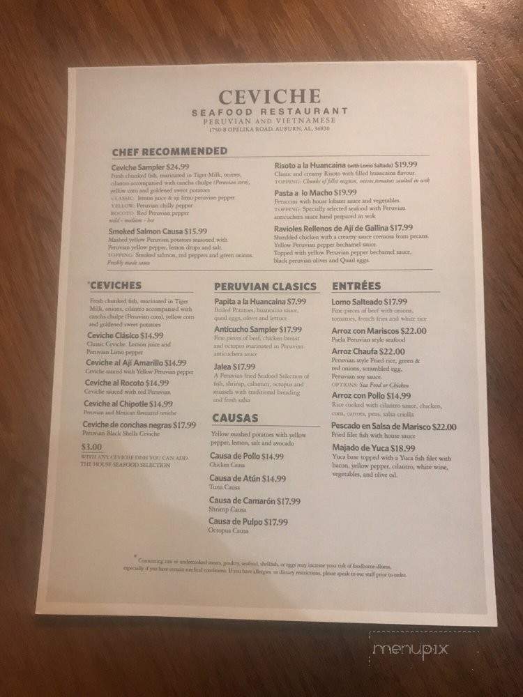 Ceviche Seafood - Auburn, AL menu_pic