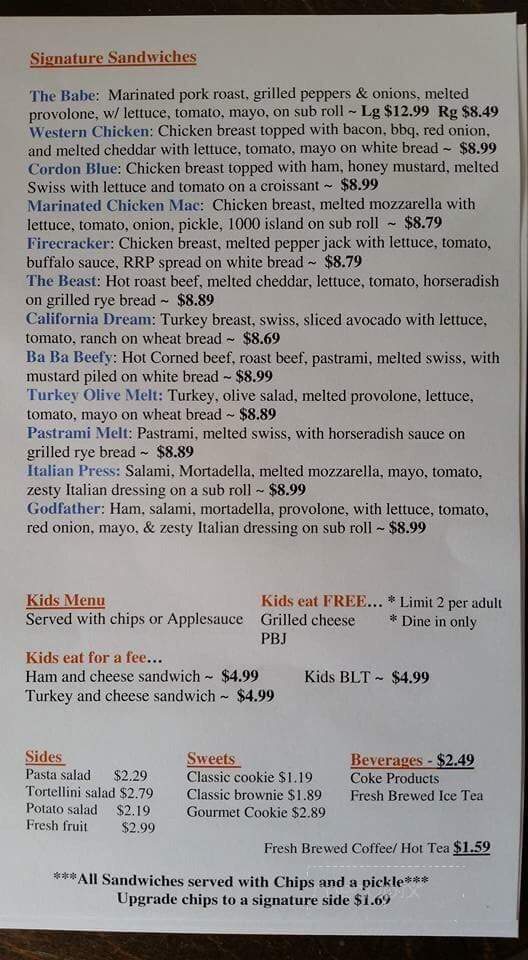 J.O.E.S. Deli and Grill - Auburn, AL menu_pic