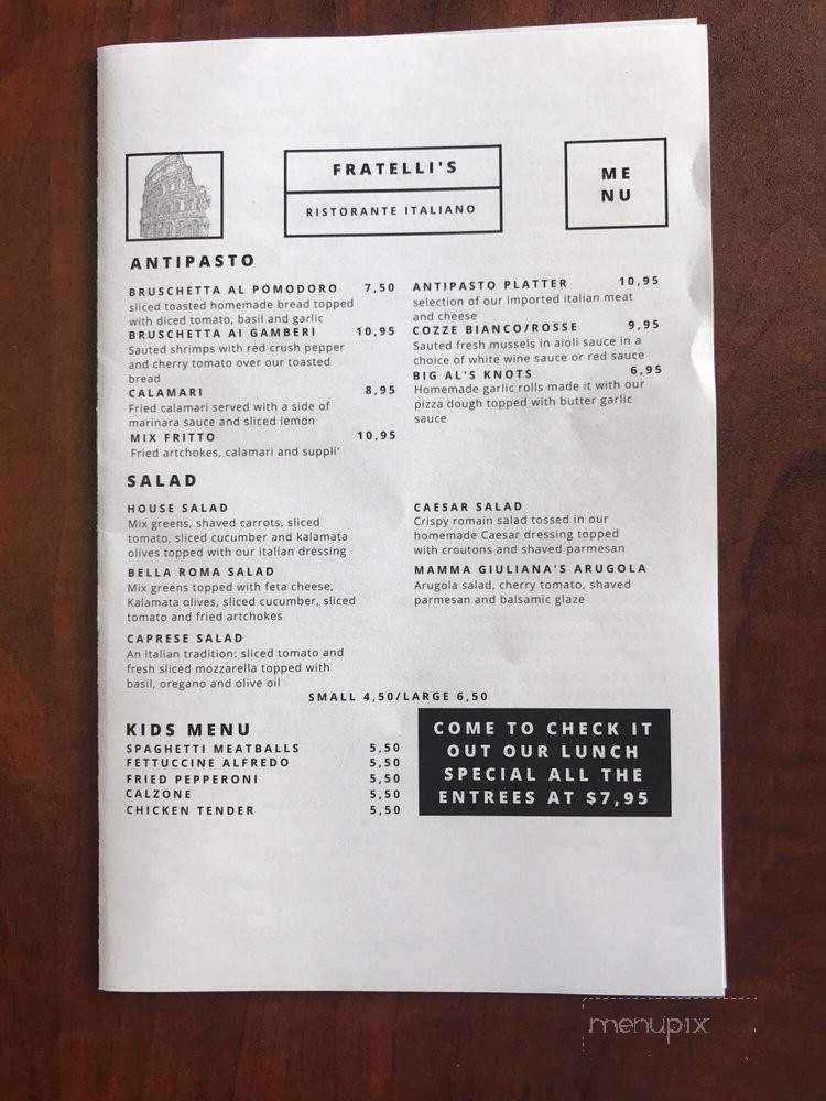 Fratelli's Ristorante Italiano - Auburn, AL menu_pic