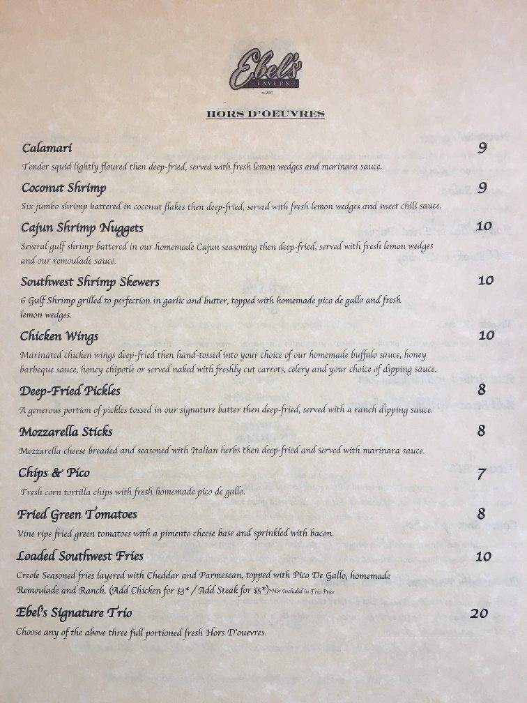 Ebel's Tavern - Carthage, TN menu_pic
