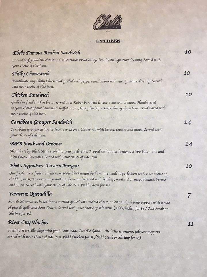 Ebel's Tavern - Carthage, TN menu_pic