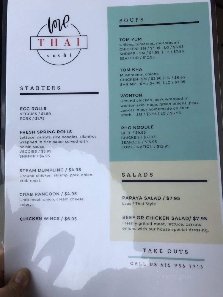 Love Thai Sushi - Christiana, TN menu_pic