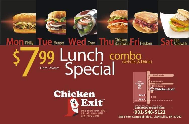 Chicken Exit - Clarksville, TN menu_pic