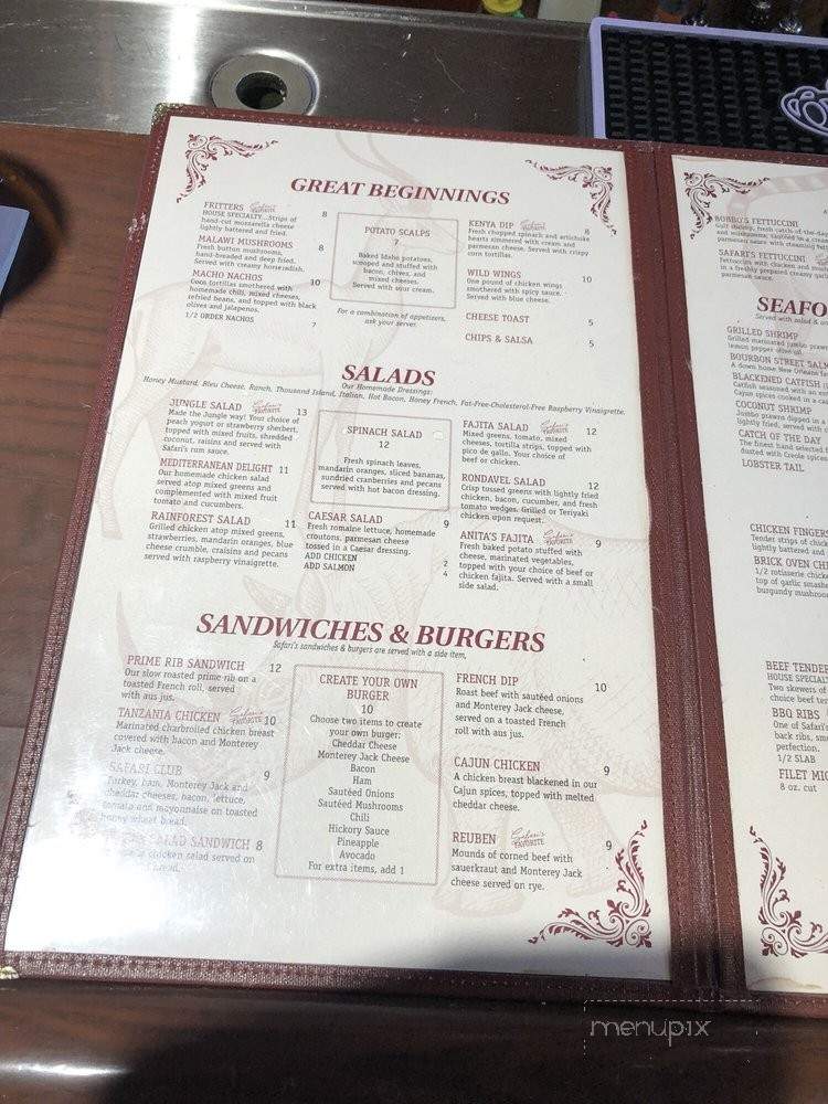 Safari's Brick Oven & Grill - Hendersonville, TN menu_pic