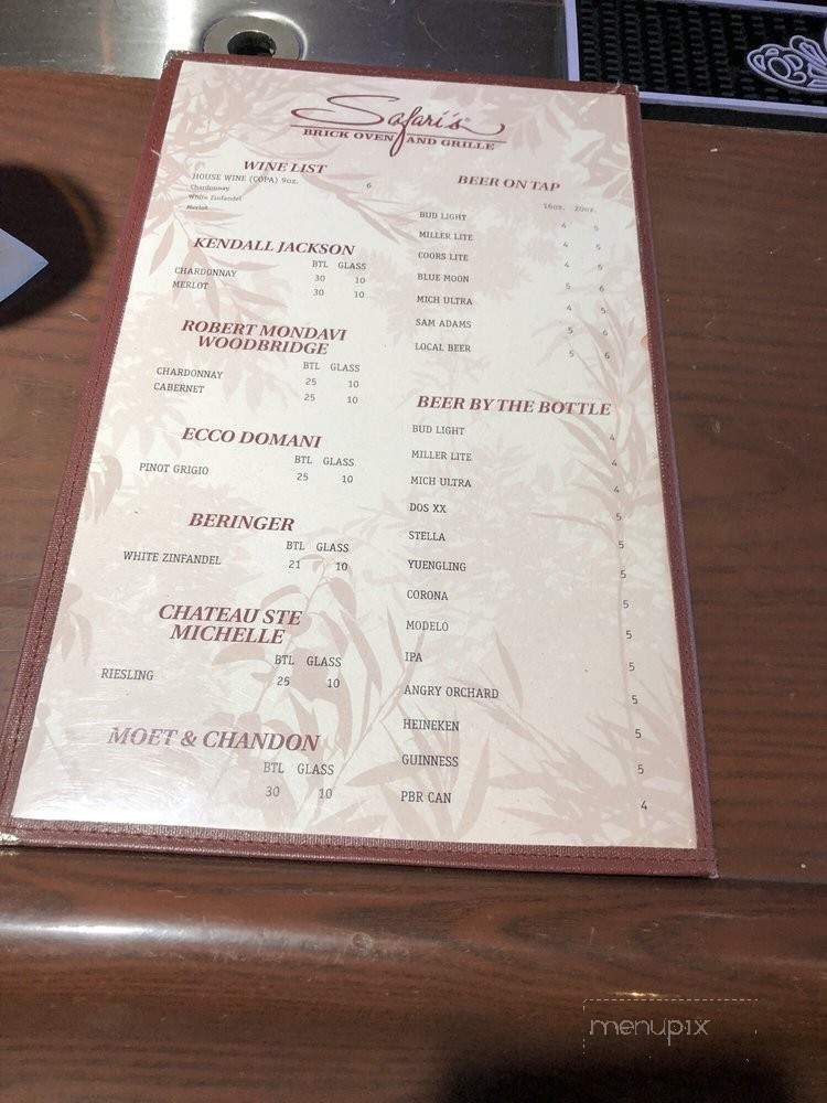 Safari's Brick Oven & Grill - Hendersonville, TN menu_pic