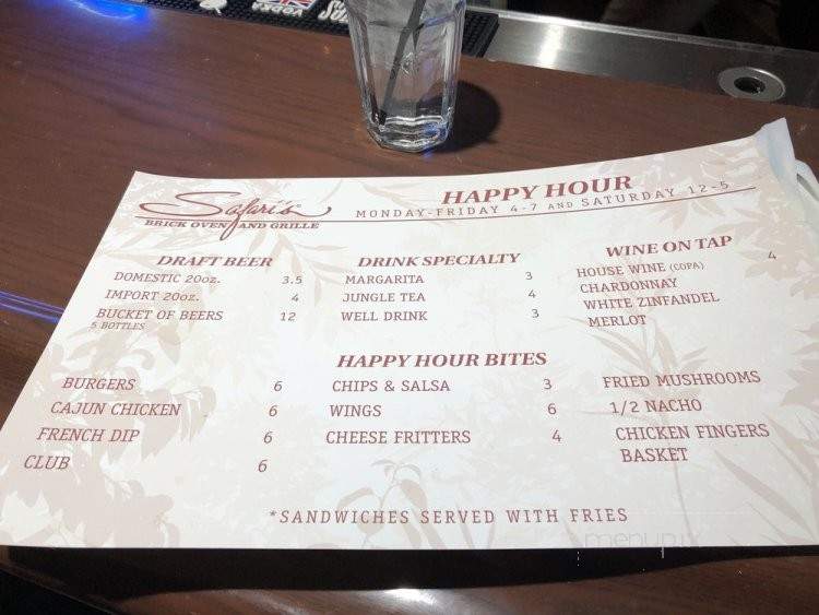 Safari's Brick Oven & Grill - Hendersonville, TN menu_pic