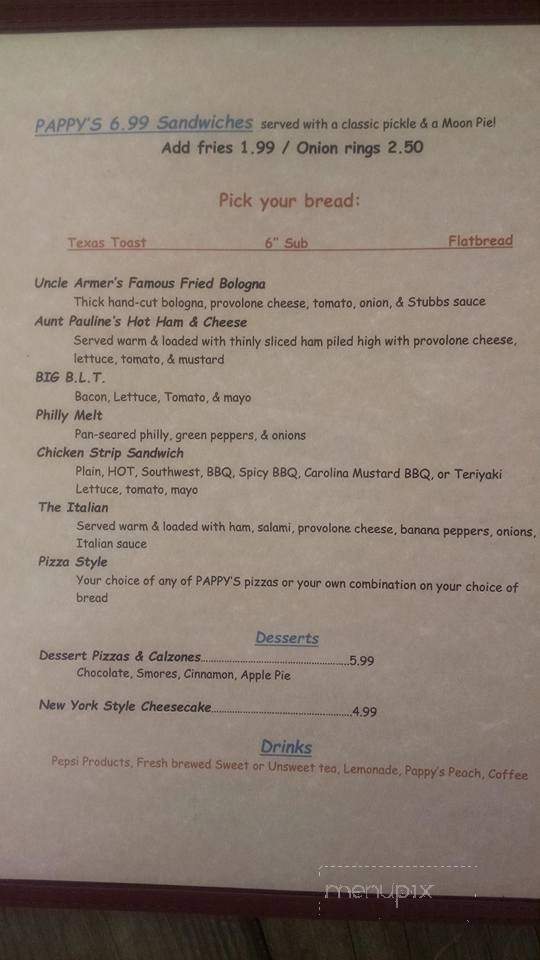Pappy's Pizza - White Bluff, TN menu_pic