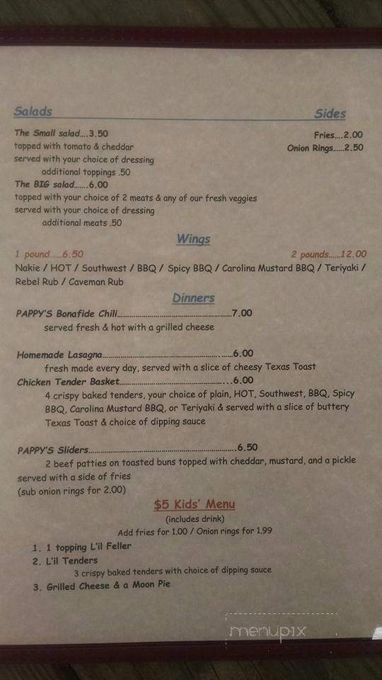 Pappy's Pizza - White Bluff, TN menu_pic