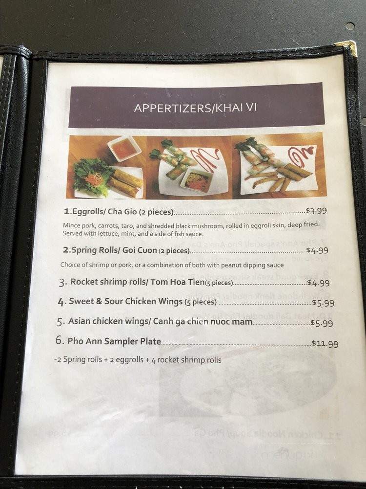 Pho Ann - Nashville, TN menu_pic