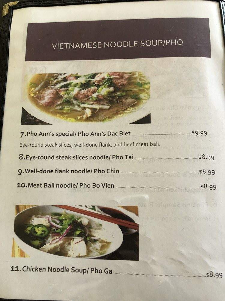 Pho Ann - Nashville, TN menu_pic