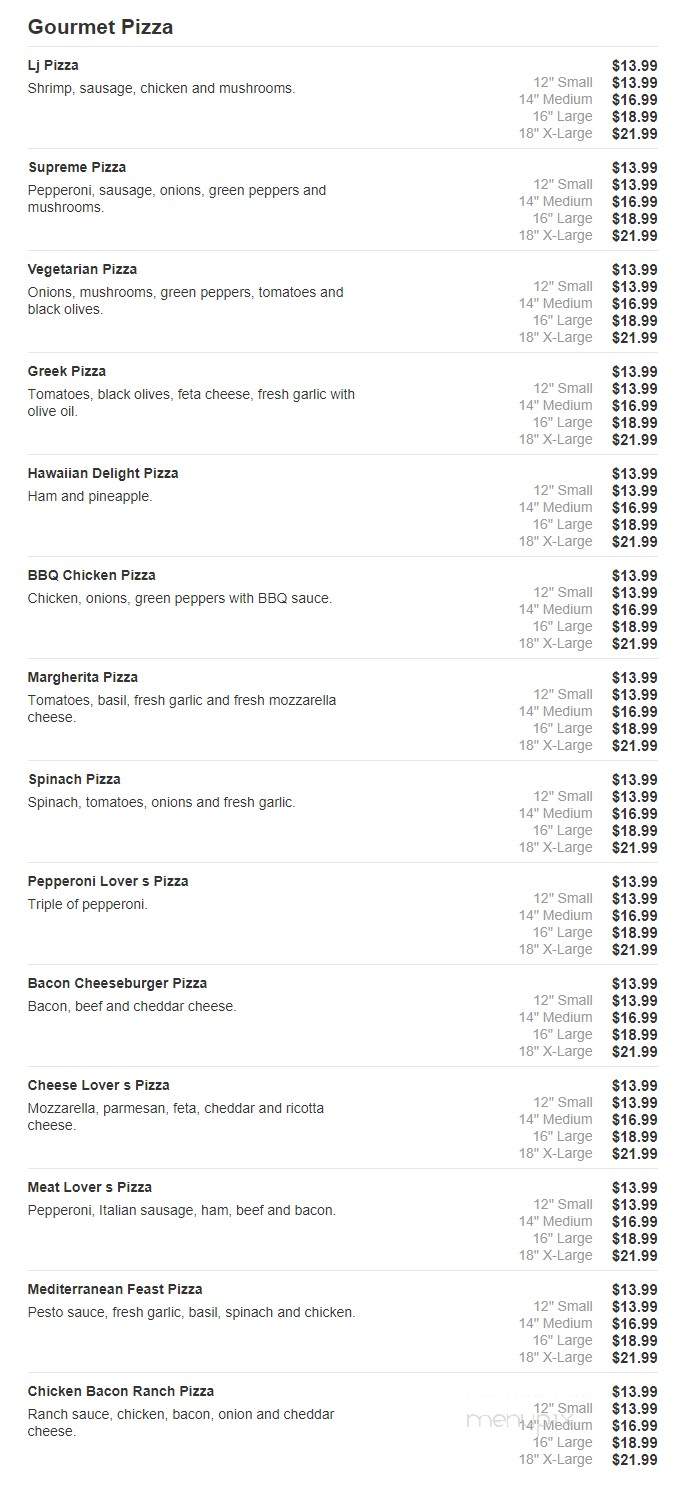 LJ Pizza & Pasta - Nashville, TN menu_pic