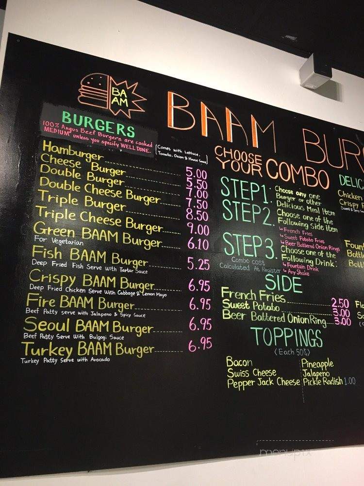 Baam Burger - Nashville, TN menu_pic