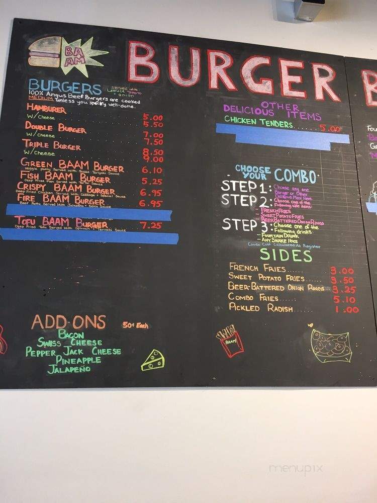 Baam Burger - Nashville, TN menu_pic