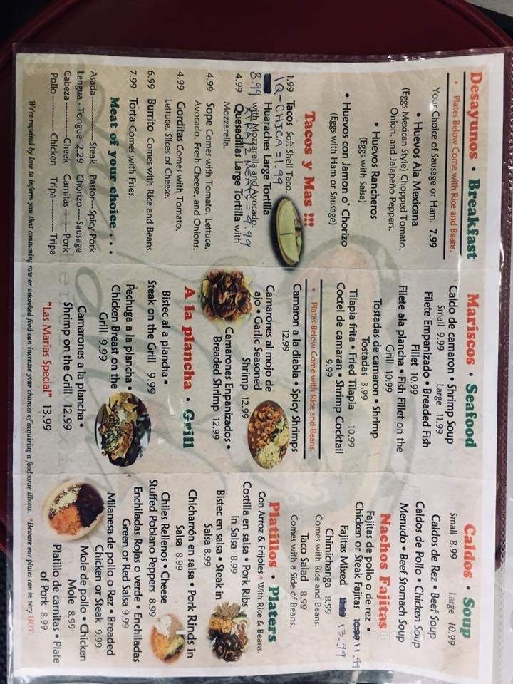 Las Marias - Athens, TN menu_pic