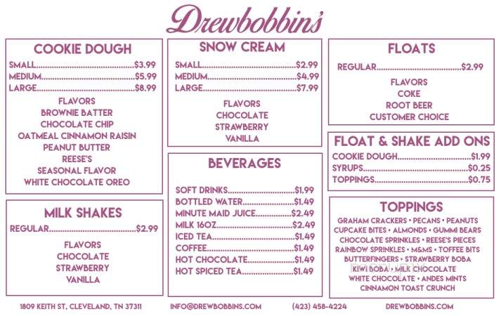 Drewbobbin's - Cleveland, TN menu_pic