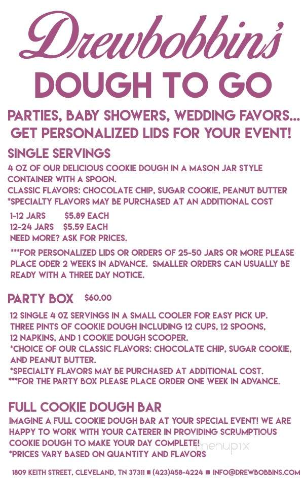 Drewbobbin's - Cleveland, TN menu_pic