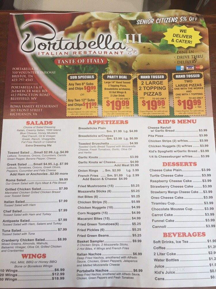 Portabella 3 - Bristol, TN menu_pic