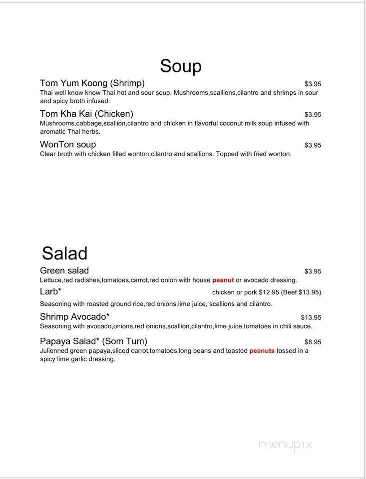 Thai Cuisine - Kingsport, TN menu_pic