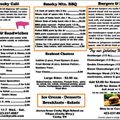 Cosby Cafe - Cosby, TN menu_pic