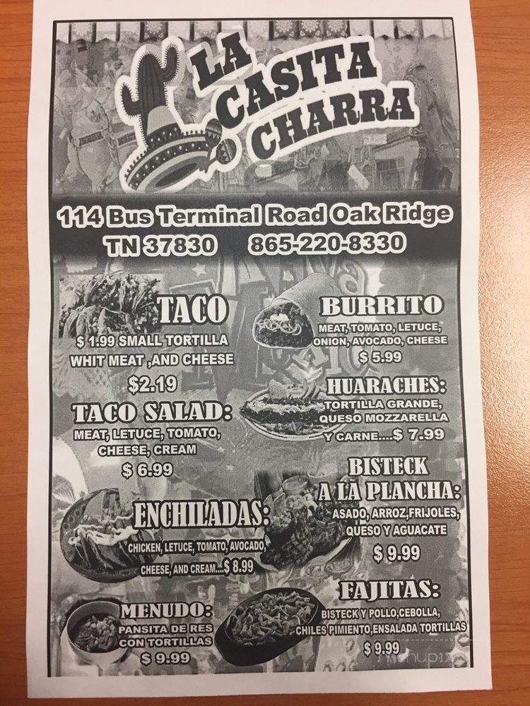La Casita Charra - Oak Ridge, TN menu_pic