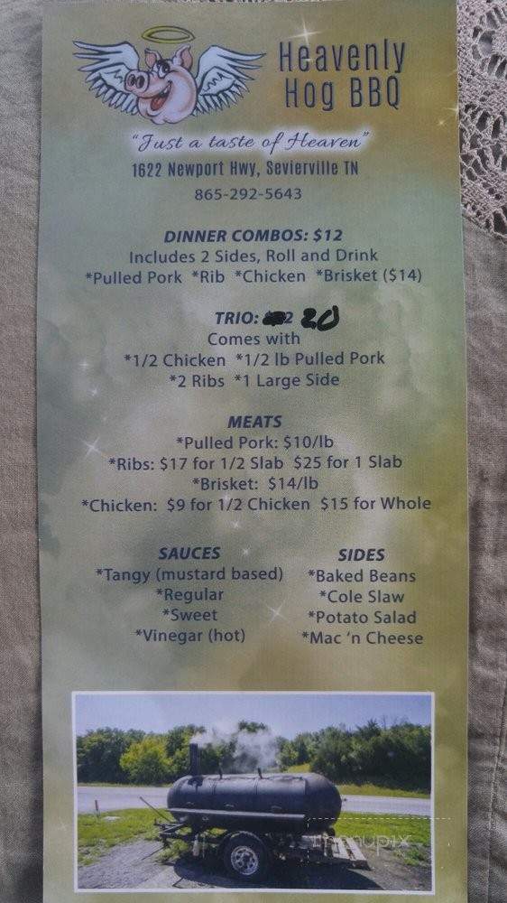 Heavenly Hog BBQ - Sevierville, TN menu_pic