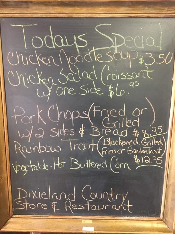 Dixieland Country Store & Restaurant - Townsend, TN menu_pic