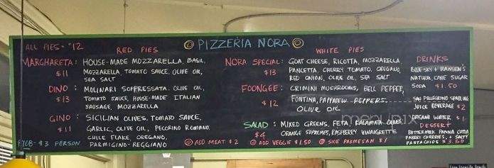Pizzaria Nora - Knoxville, TN menu_pic