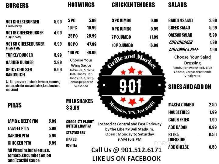 901 Grille and Market - Memphis, TN menu_pic