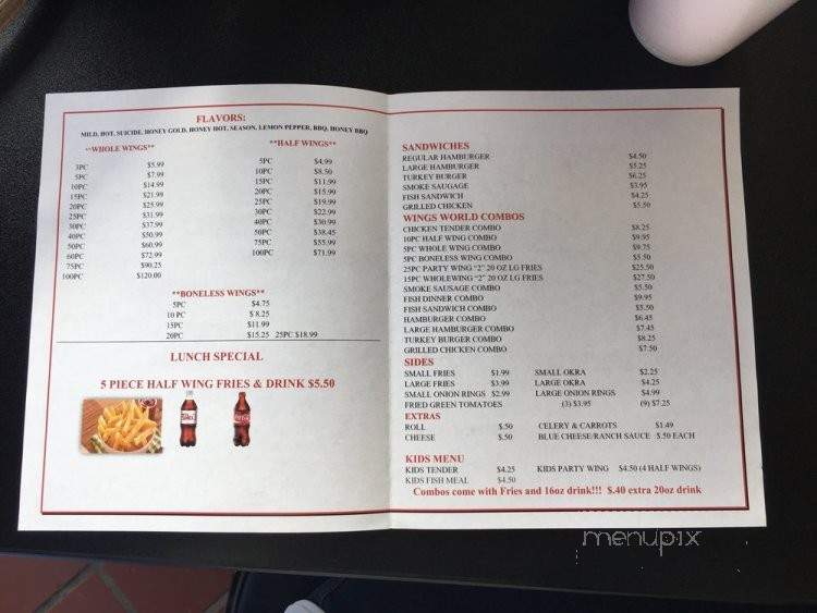 Wings World - Memphis, TN menu_pic