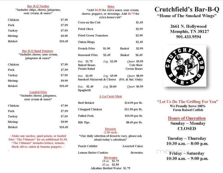 Crutchfields BBQ - Memphis, TN menu_pic