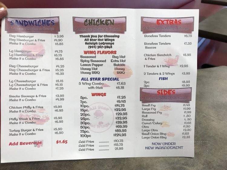 AllStar Hot Wings - Memphis, TN menu_pic