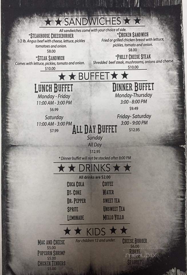 Old West Steakhouse - Union City, TN menu_pic
