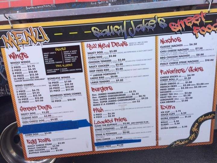 Saucy Jake's Street Food - Jackson, TN menu_pic