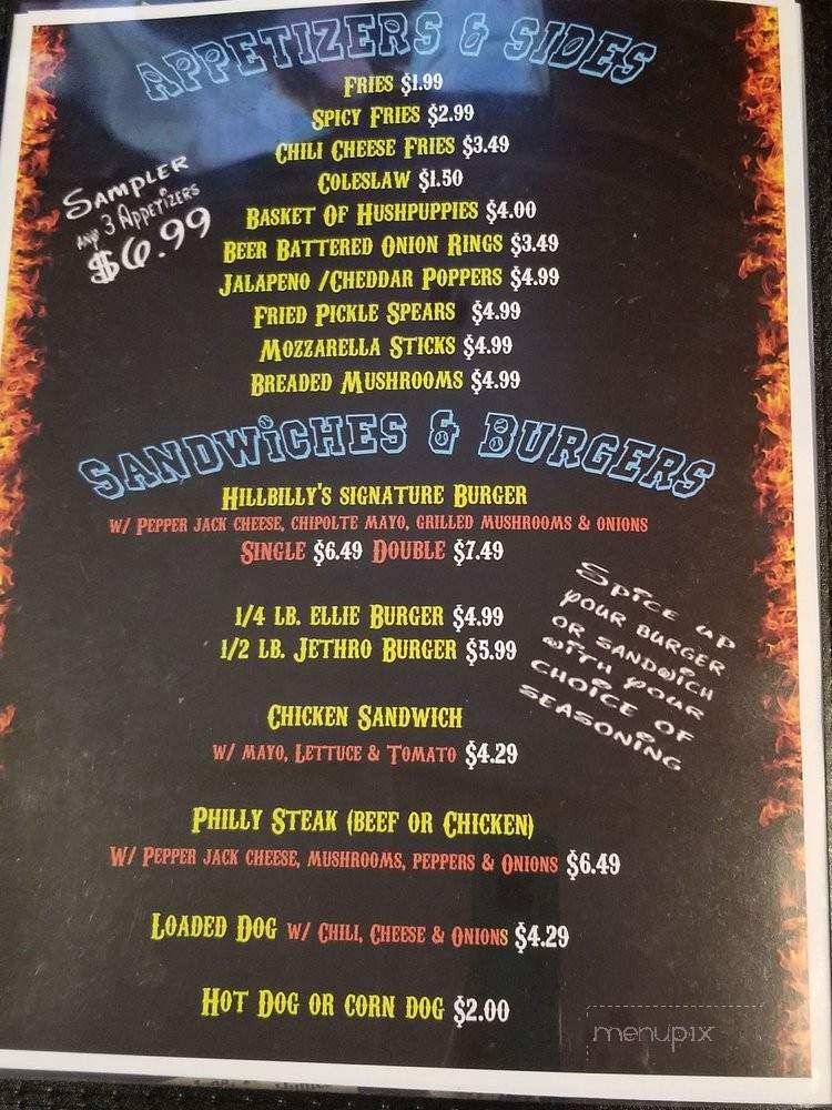 Hillbilly's Wing Shack - Adamsville, TN menu_pic