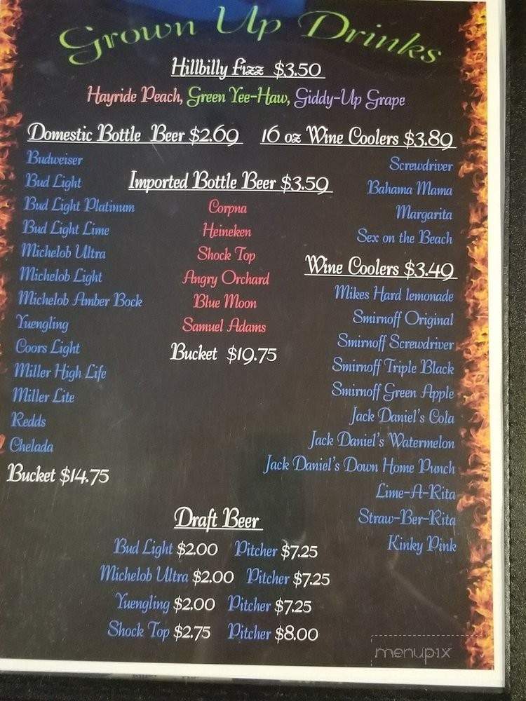 Hillbilly's Wing Shack - Adamsville, TN menu_pic